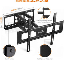 Carica l&#39;immagine nel visualizzatore di Gallery, SIMBR Supporto per TV da Parete per TV 32-70&quot; 3D QLED OLED LED LCD Staffa per Televisore Piatto Inclinabile e Girevole (Vert. + 5 ° ~ -12 °,orizz. +/- 90°) Televisori Mobile Braccio VESA 600 x 400 mm