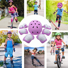 Carica l'immagine nel visualizzatore di Gallery, COOLGO Casco Skate e Ginocchiere Kit per Bambini e Bambina 15-35kgs, Regolabile Casco Ginocchiere Gomitiere e Protezione Polso per Pattinaggio Rollerblade Monopattino Skateboard Bicicletta