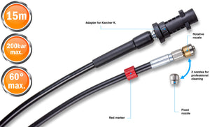 Knofer Sonda Sturatubi per Idropulitrice 15m, 200 Bar - Spurgatubi... - Ilgrandebazar