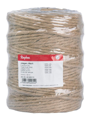 Rayher Cordone Juta, 6-x, 6mm ø, Naturale, rocchetto 120m, naturale - Ilgrandebazar