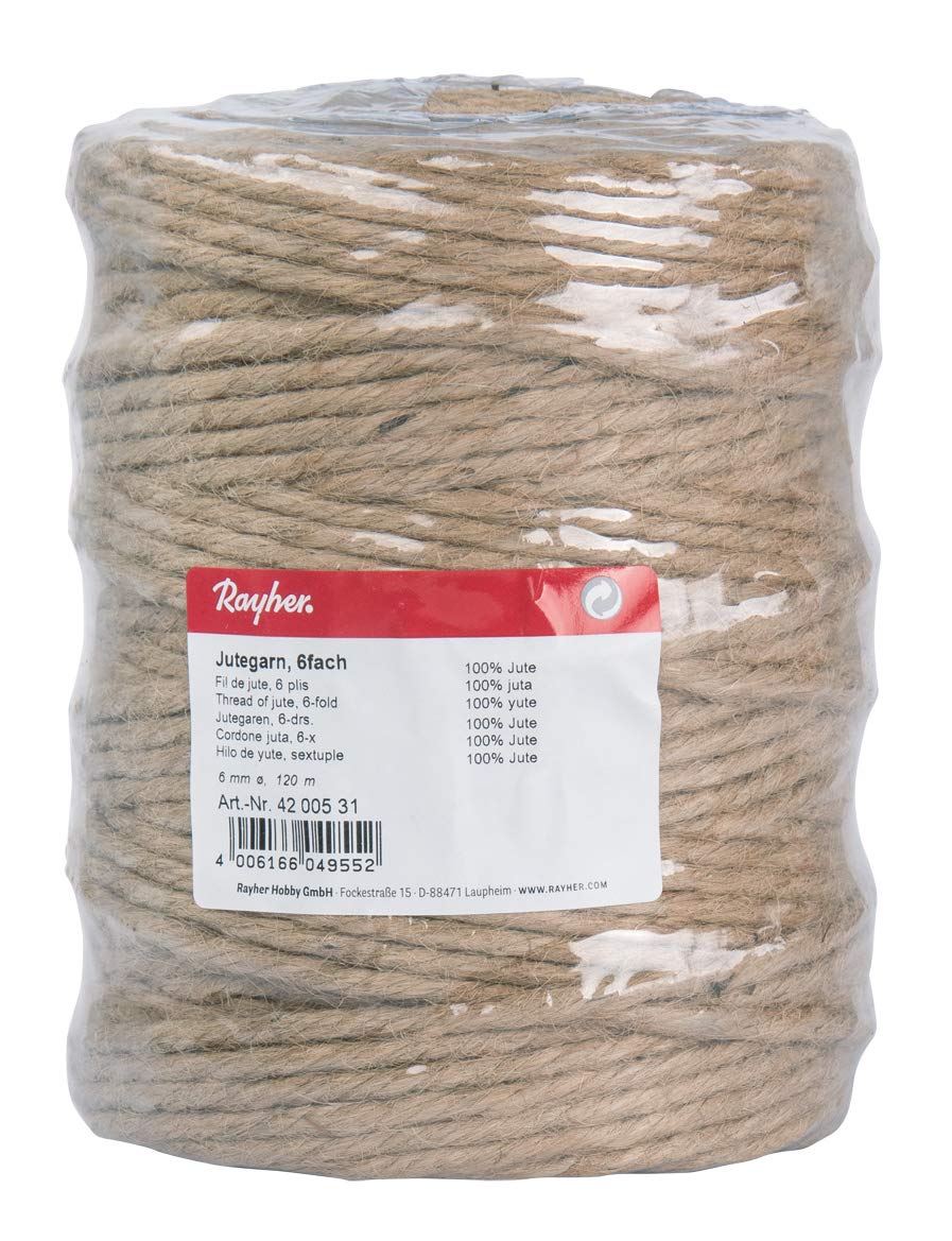 Rayher Cordone Juta, 6-x, 6mm ø, Naturale, rocchetto 120m, naturale - Ilgrandebazar
