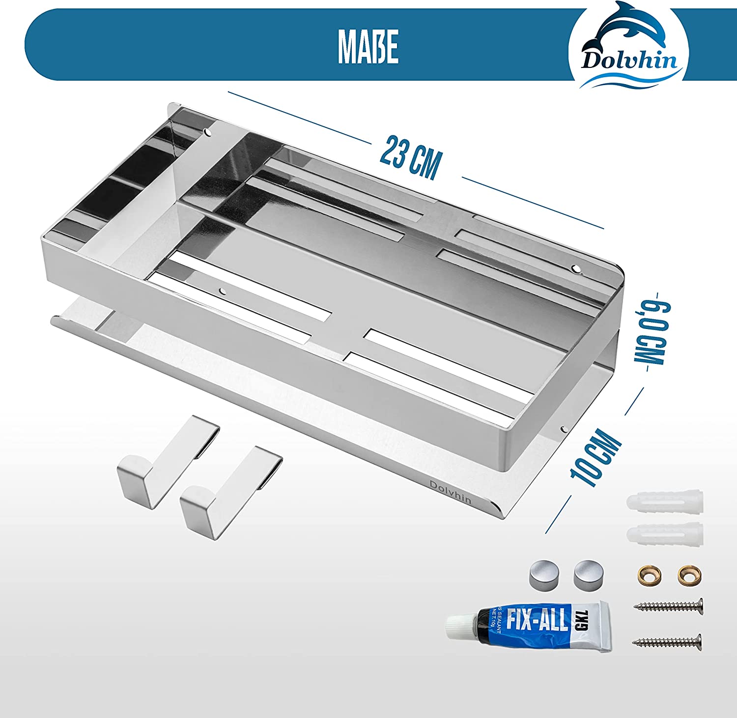 Mensola doccia senza foratura, 2 ripiani da bagno, organizer da bagno, in acciaio inox, per shampoo e gel doccia, accessorio per bagno e cucina (argento Mensola doccia senza foratura, 2 ripiani da bagno, organizer da bagno, in acciaio inox, per shampoo e gel doccia, accessorio per bagno e cucina (argento