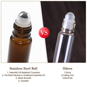 Alledomain, 8 flaconi roll-on per oli essenziali da 10 ml 10 ml, Ambra - Ilgrandebazar