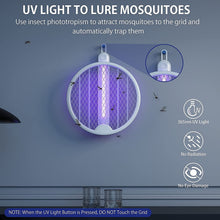 Carica l'immagine nel visualizzatore di Gallery, FLASHVIN Racchetta Zanzare Elettrica, 2 in 1 Lampada Antizanzare, Luce UV Insetti Trappola, 4000V, Pieghevole, Efficace Contro Le Mosche, Ideale per Interni ed Esterni Piccolo