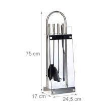 Carica l&#39;immagine nel visualizzatore di Gallery, Relaxdays 10022294 Accessori Camino, Set 5 Pezzi, Porta Attrezzi, Argento