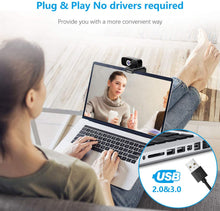 Carica l'immagine nel visualizzatore di Gallery, Lemnoi Webcam FHD 1080p,USB Webcam per PC,Webcam con Microfono Incorporato con Riduzione del Rumore,Supporto per Videoconferenza Widescreen,Registrazione,Apprendimento,Giochi,ECC