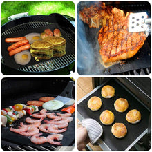 Carica l'immagine nel visualizzatore di Gallery, GQC Tappetini da Barbecue Set di 6 Mat Cottura BBQ in Teflon Approvati da FDA Antiaderenti Riutilizzabili Resistenti a Temperatura Alta Adatti per Griglia a Gas Carbone Forno e Griglia Elettrica.