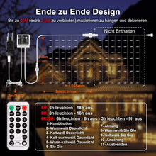 Carica l&#39;immagine nel visualizzatore di Gallery, Cascata di Luci ECOWHO 440 LED Tenda Luminosa Bianco Caldo e Bianco Freddo,12x0,8m Luci di Natale 9 Modalità con telecomando, Catena Luminosa esterno per Natale patio Giardino Matrimonio