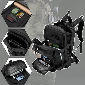 SPAHER Zaino Militare, Nero Zaino Tattico 40L di Grande Capacità Impermeabile Pacchetto di Assalto Dell'esercito 3 Giorni Assault Pack Bag con Sistema Molle per Trekking, Viaggio, Campeggio
