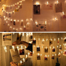 Carica l&#39;immagine nel visualizzatore di Gallery, Catena di luci natalizie con 20 clip per foto, illuminazione Bianco Caldo - Ilgrandebazar