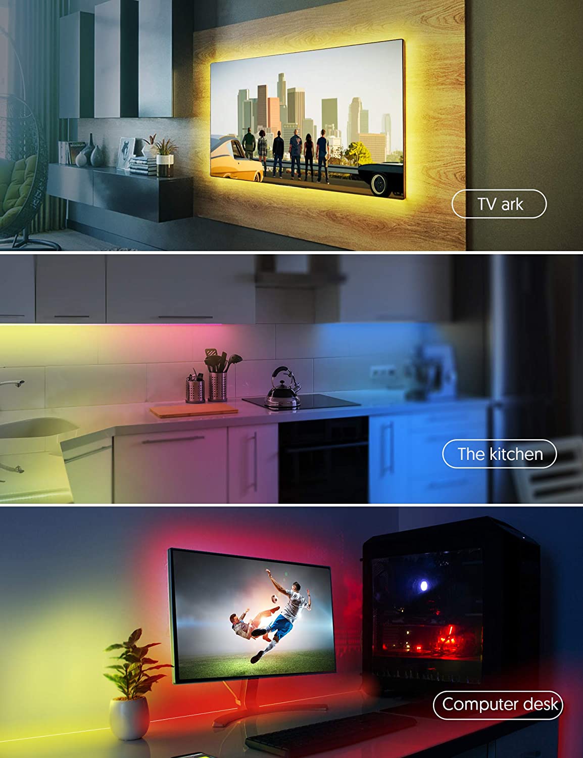 Striscia LED RGB, Strisce LED,TECKIN 5M LED TV Retroilluminazione Stri –