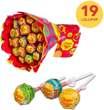 Carica l&#39;immagine nel visualizzatore di Gallery, Chupa Chups Flower Bouquet, Lollipop Gusti Frutti Assortiti al Limone, Arancia, Fragola, Mela, Anguria e Ciliegia, Bouquet da 19 lecca lecca Monopezzo, Ottimo come Idea Regalo