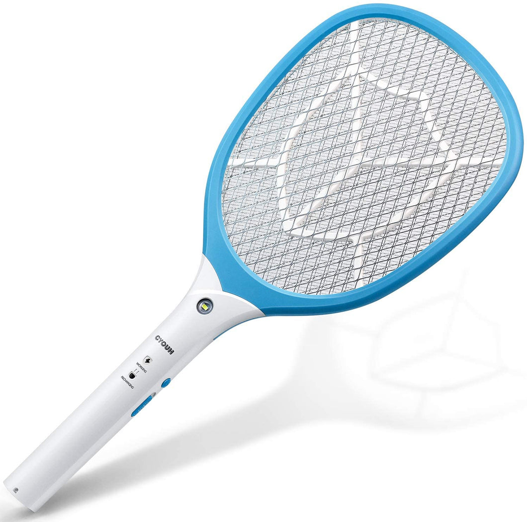 CYOUH Racchetta Zanzare Elettrica, Racchetta Elettrica Insetti con USB Ricaricabile Insetti Volare Swatter Zapper con Maglia a Triplo Strato per Uso Esterno Interno