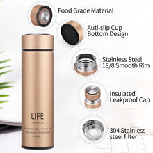 Carica l&#39;immagine nel visualizzatore di Gallery, king do way Portatile Borraccia in Acciaio Termica Bottiglia 500 ml, Oro - Ilgrandebazar