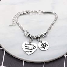 Carica l&#39;immagine nel visualizzatore di Gallery, Angelra Bracciale da Donna con Ciondolo In Acciaio,&quot;Chi Semina Amore Raccoglie la Felicita&quot; Misura regolabile Incisione Argento Braccialetto (Style 2)