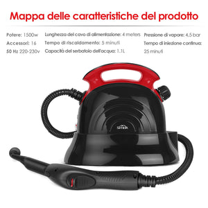 SIMBR Pulitore a Vapore, 12 Accessori Vapore Multifunzione per La 1,1l