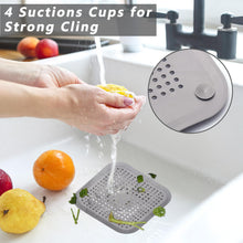 Carica l&#39;immagine nel visualizzatore di Gallery, Alyvisun 2Pcs Silicone Raccogli Capelli Doccia con Ventosa, Filtro per Capelli Protezione Scarico, Universale Filtro di Scarico Anti Capelli per Cucina, Bagno (Bianco + Grigio)