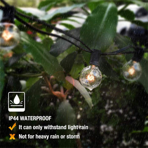 Catena Luminosa Esterno,VIFLYKOO 36 FT Catena Luci Stringa con 30 lampadine 5 lampadine di Ricambio G40 Bianco Caldo Impermeabile Decorazione da Esterno e Interno per Festa,Giardino, Natale,Matrimonio