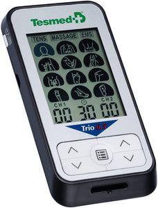 TESMED Trio 6.5 elettrostimolatore Muscolare - 36 programmi - 40 Livelli di intensità - Batteria Ricaricabile - 4 elettrodi