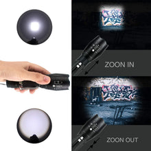 Carica l&#39;immagine nel visualizzatore di Gallery, Tattico torcia CREE LED 2000LUMEN super luminoso regolabile Focus XML T6 Torcia portatile campeggio impermeabile 5 modalità luce, Carica USB con 2 batterie