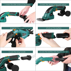 Fixkit Set di Tagliasiepi,Lama con Sistema Multi-Click,Senza Filo, modello 2 - Ilgrandebazar