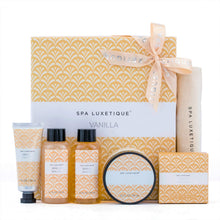 Carica l'immagine nel visualizzatore di Gallery, Spa Luxetique Set Bagno Doccia alla Vaniglia 6 Pezzi Cofanetto Regalo con Bagnoschiuma e Crema Corpo per Anniversario Festa Compleanno e Viaggio