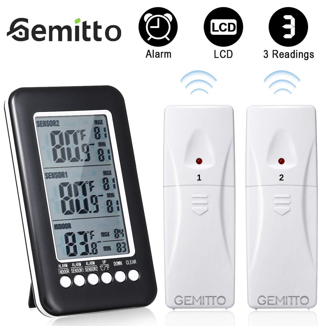 GEMITTO Termometro ad alta Precisione Casa Digitale 15 x 8,6 x 2,1cm, Nero