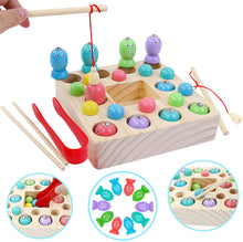 Carica l'immagine nel visualizzatore di Gallery, Symiu Giochi Montessori Magneti Pesca Giocattoli Puzzle Giochi in Legno mit 10 Pesci 10 Perle 3 in 1 Regali di Natale Bambini Educativi Giochi per Bambini 3 4 5 Anni