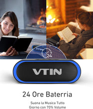 Carica l&#39;immagine nel visualizzatore di Gallery, VTIN R4 Cassa Bluetooth 10W Altoparlante Bluetooth 24 Ore Playtime,Bluetooth 5.0 Speaker Portatile Connessione Stabile,Batteria Forte,Impermeabile IPX5,Vivavoce,Supporto TF Carda e 3.5mm Audio