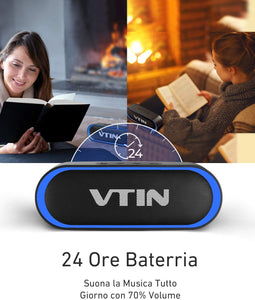 VTIN R4 Cassa Bluetooth 10W Altoparlante Bluetooth 24 Ore Playtime,Bluetooth 5.0 Speaker Portatile Connessione Stabile,Batteria Forte,Impermeabile IPX5,Vivavoce,Supporto TF Carda e 3.5mm Audio