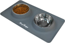 Carica l'immagine nel visualizzatore di Gallery, Ciotola per Cani Gatti in Acciaio Inox con Tappetino Silicone Antiscivolo, Ciotole Doppia per Cane Gatto Grandi o piccoli (S, 12oz/Ciotola)