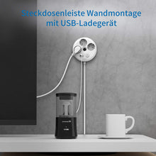 Carica l&#39;immagine nel visualizzatore di Gallery, Presa multipla da muro, Sovratensione Ciabatta NTONPOWER Bagel Multipresa 3 shuko prese con 2 USB per cavo 1,5 metri con interruttore e indicatore e per Soggiorno, Ufficio, Viaggio – Bianco