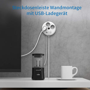 Presa multipla da muro, Sovratensione Ciabatta NTONPOWER Bagel Multipresa 3 shuko prese con 2 USB per cavo 1,5 metri con interruttore e indicatore e per Soggiorno, Ufficio, Viaggio – Bianco