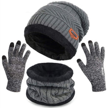 Carica l&#39;immagine nel visualizzatore di Gallery, Taglia unica, 1- Il Set di 3 Pezzi Grigio (Cappello + Scaldacollo + Guanti) - Ilgrandebazar