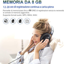 Carica l&#39;immagine nel visualizzatore di Gallery, Mini Spia Registratore Vocale H+Y con Attivazione Vocale, Memoria da 8GB, Ricaricabile USB e funzioni MP3, Ideale per Lezioni, Riunioni, Interviste, Fino a 96 ore