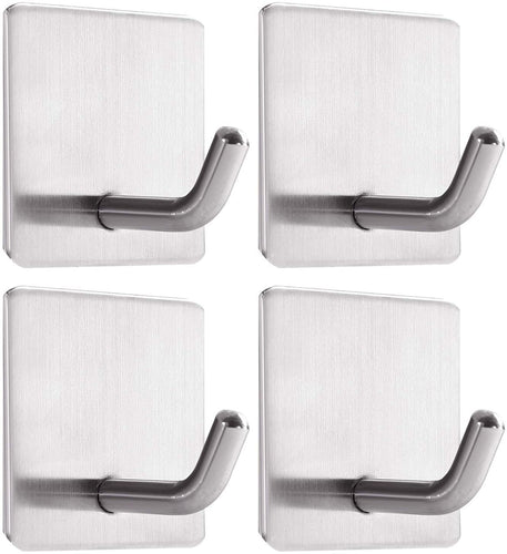 Ganci Appendiabiti da Parete in Acciaio Inox (4 Pezzi) Set di Porta Asciugamani Adesivo Bagno Impermeabile Ganci Adesivi per Asciugamani, Cappotti, Borsetta, Presine da Cucina, Bagno, ecc.