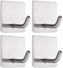 Carica l&#39;immagine nel visualizzatore di Gallery, Ganci Appendiabiti da Parete in Acciaio Inox (4 Pezzi) Set di Porta Asciugamani Adesivo Bagno Impermeabile Ganci Adesivi per Asciugamani, Cappotti, Borsetta, Presine da Cucina, Bagno, ecc.