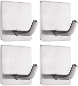 Ganci Appendiabiti da Parete in Acciaio Inox (4 Pezzi) Set di Porta Asciugamani Adesivo Bagno Impermeabile Ganci Adesivi per Asciugamani, Cappotti, Borsetta, Presine da Cucina, Bagno, ecc.