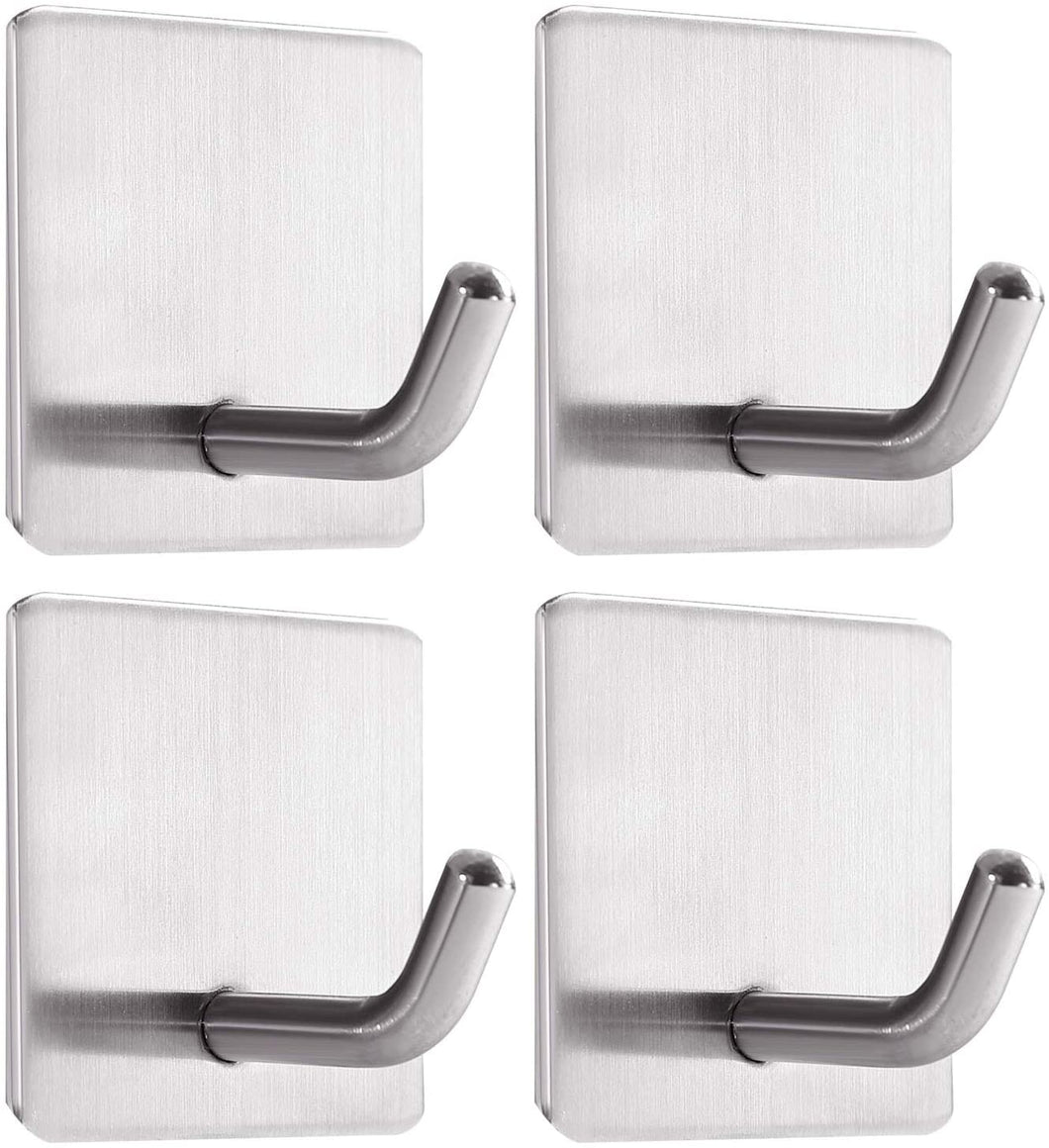 Ganci Appendiabiti da Parete in Acciaio Inox (4 Pezzi) Set di Porta Asciugamani Adesivo Bagno Impermeabile Ganci Adesivi per Asciugamani, Cappotti, Borsetta, Presine da Cucina, Bagno, ecc.