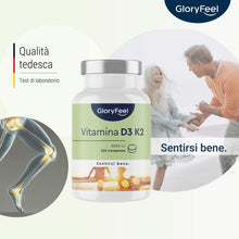 Carica l'immagine nel visualizzatore di Gallery, Vitamina D3 K2 200 Compresse (7 Mesi), Vitamin D3 2000 UI + 100 µg Vitamina K, Supporta Ossa, Denti, Muscoli, Articolazioni &amp; Sistema Immunitario, Vit D3 e Vitamina K2 Menachinone MK7 99%, Vit D3