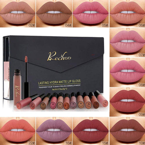 12Pcs Rossetto Matte Liquido Tinta Labbra a Lunga 12 pcs, Super Grace - Ilgrandebazar