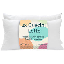 Carica l'immagine nel visualizzatore di Gallery, Cuscini Letto Coppia di Guanciali 50x80 Imbottitura Standard Antiacaro Anallergico Traspirante Rettangolare per Matrimoniale Singolo con Federa in Cotone e Poliest. Sfoderabile e Lavabile