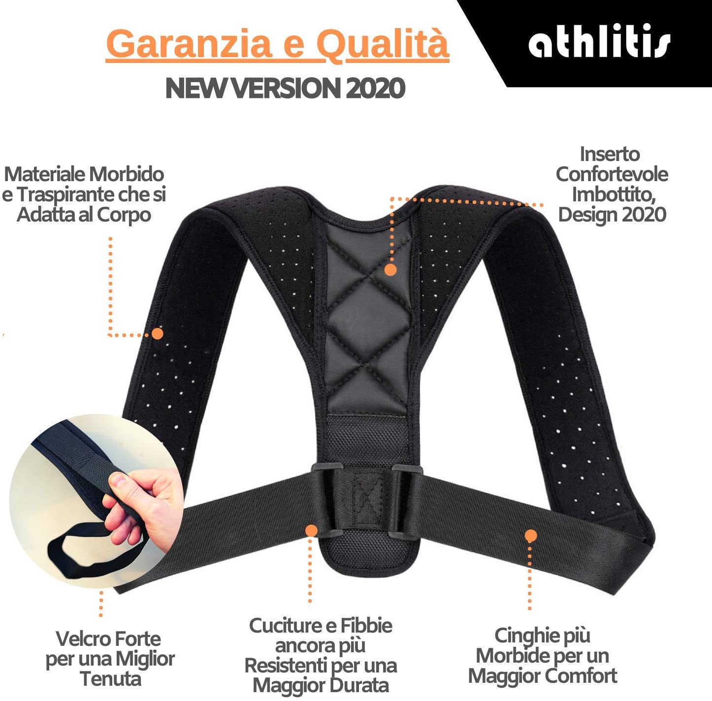 Correttore Postura Uomo Donna - Athlitis - Fascia Posturale Spalle e S –