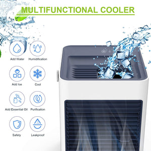 TedGem Climatizzatore Portatile, Mini Condizionatore Portatile, Mini Raffreddatore d'Aria USB, 3 in 1 Aria Condizionata, Umidificatore, Ventilatore da Scrivania, 3 velocità per la Stanza/L'Ufficio