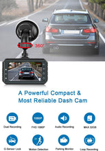 Carica l'immagine nel visualizzatore di Gallery, 【2021 Nuova Versione】CHORTAU Telecamera Auto FHD 1080P 3 Pollici 170° Angolo Ripresa con Telecamera Posteriore Impermeabile, Dashcam Auto con Sistema di Reverse, Sensore Movimento, Sensore Parcheggio