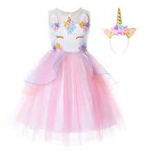 Carica l&#39;immagine nel visualizzatore di Gallery, JerrisApparel Ragazza Unicorno Ruffles Fiori Abito Principessa Festa Vestito... - Ilgrandebazar