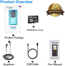 Carica l'immagine nel visualizzatore di Gallery, 16GB Lettore MP3, Tabmart Metal Hi-Fi Capacità Di Musicale Portatile Lettore MP3 Sound MP4 Lettore Multifunzione 15 Ore Di Riproduzione Continua, Blu