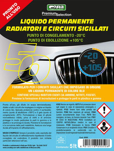 CORA 0050 Liquido Permanente Radiatori e Circuiti Sigillati-20°C, 5L, Blu