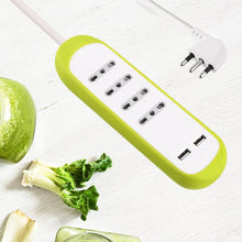Carica l&#39;immagine nel visualizzatore di Gallery, Electraline 62062 Multipresa 4 Posti Bivalenti 10/16A e 2 USB 2.1A con Verde - Ilgrandebazar