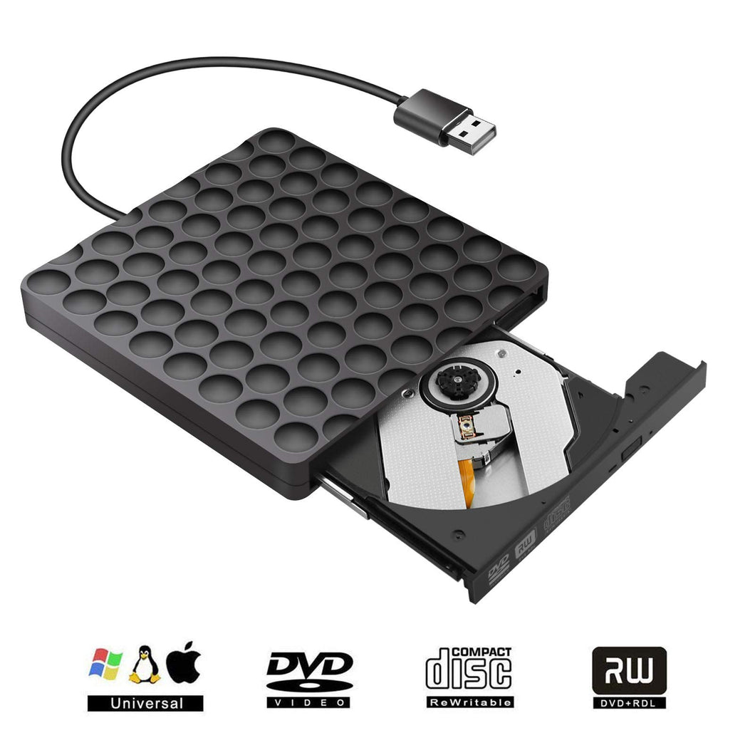 Masterizzatore CD Dvd Esterno,Lettore Esterno per PC Portatile dvd-1, Nero - Ilgrandebazar